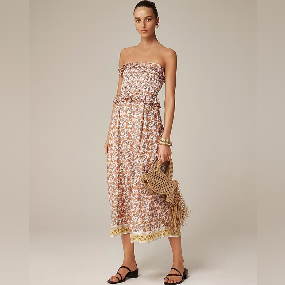 Floral Strapless Jcrew Dress - Picture 2 of 7